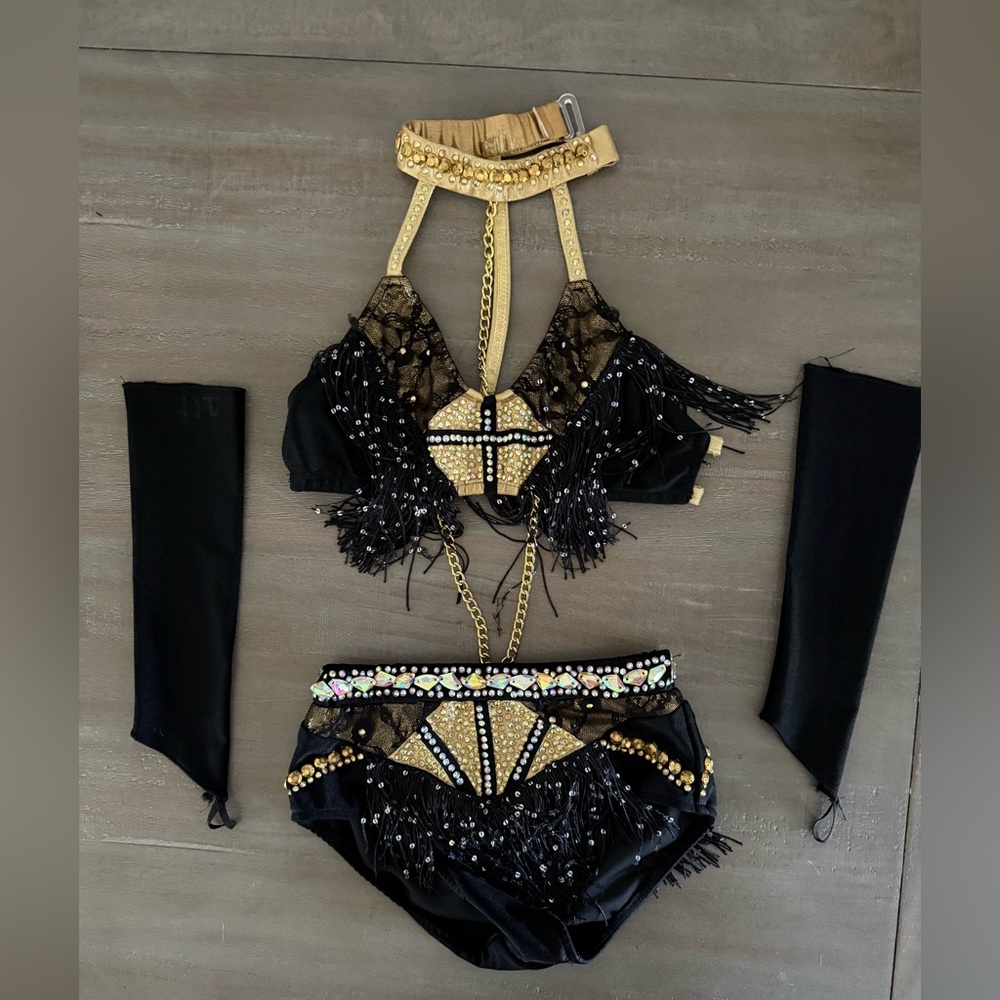 Black and Gold Glamour Dance Costume LC